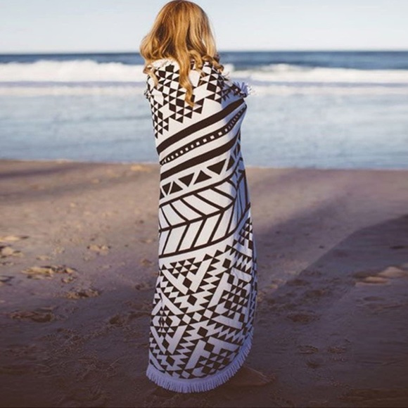 Aztec Tassel Retro Geometric Beach/Yoga/Room Blanket/Mat for Outdoors/Bedroom - Picture 3 of 5